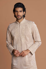 Beige Embroidered kurta with dhoti pant