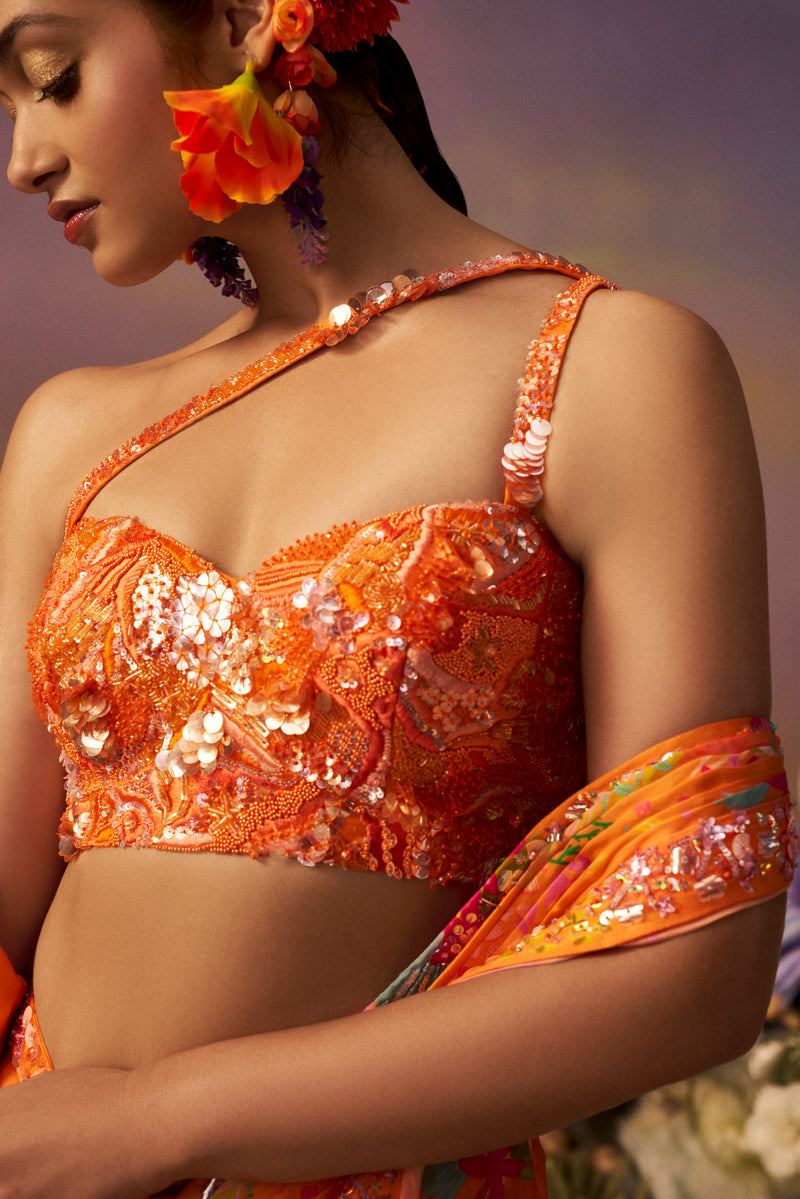 Orange Drape Saree