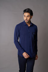 Blue Pocket Textured Shirt